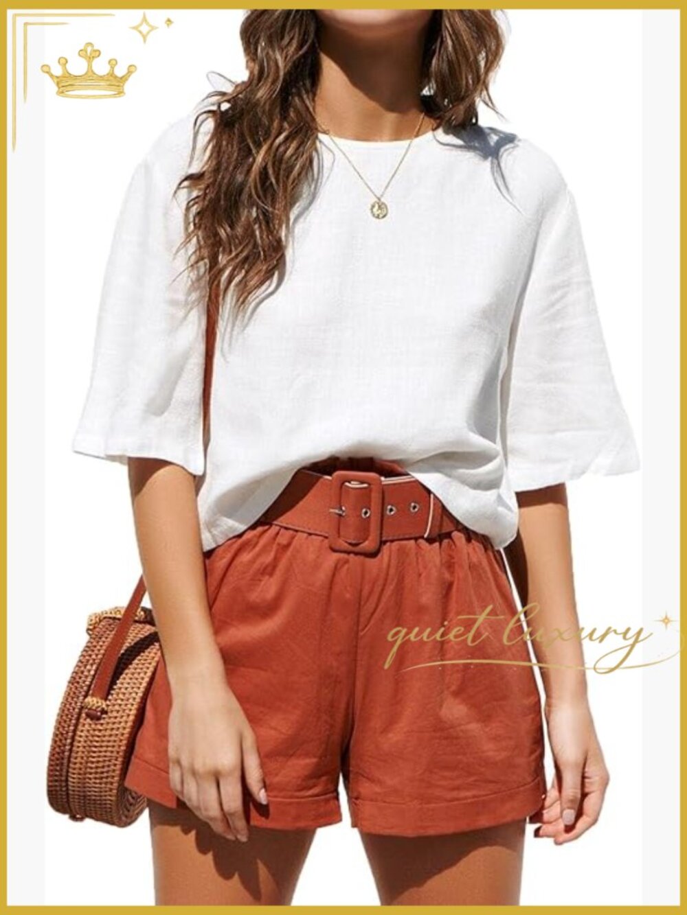 Linen Crop Top Oversized Half Sleeve Cute Summer Blouse Tee
